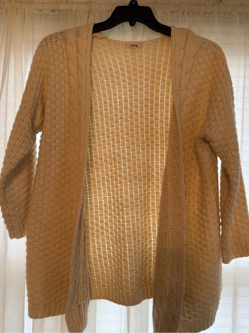 Timing Women’s Open-Front Cable & Waffle Knit Cardigan - Cream